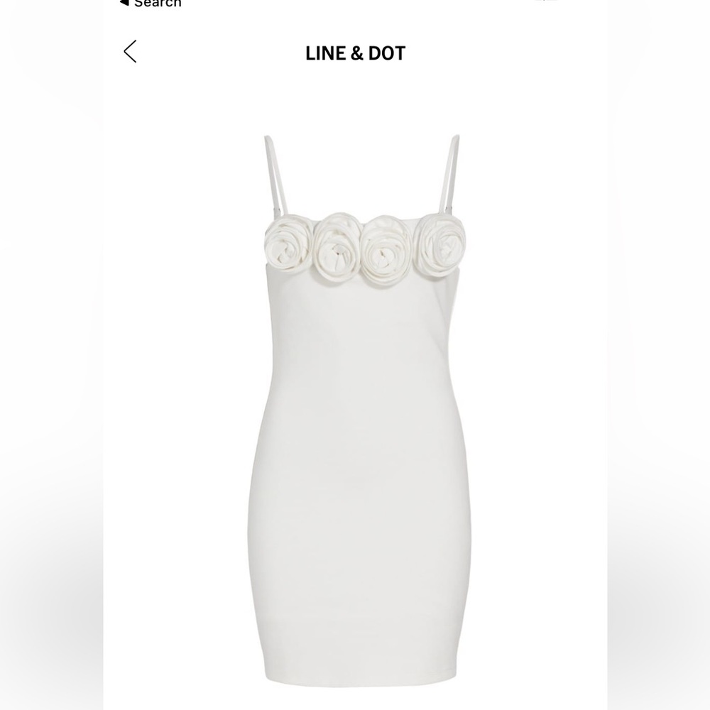 Line and Dot white mini dress with flower detail, brand new! Size small.